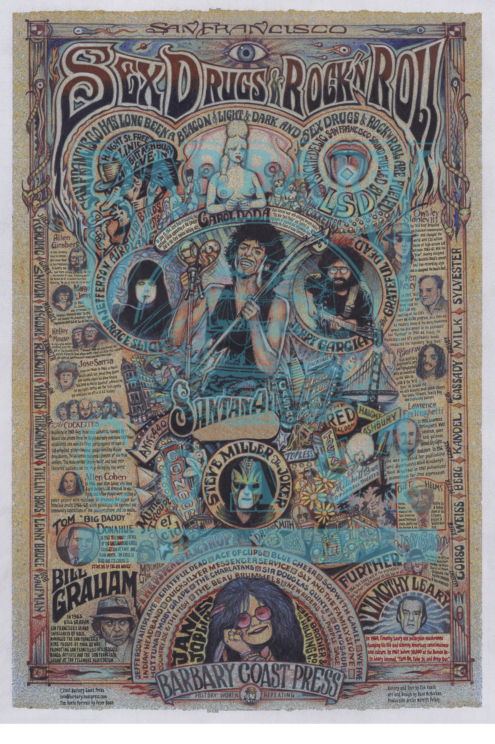 San Francisco Sex, Drugs & Rock'n'Roll — illustrated poster by Barbary Coast Press